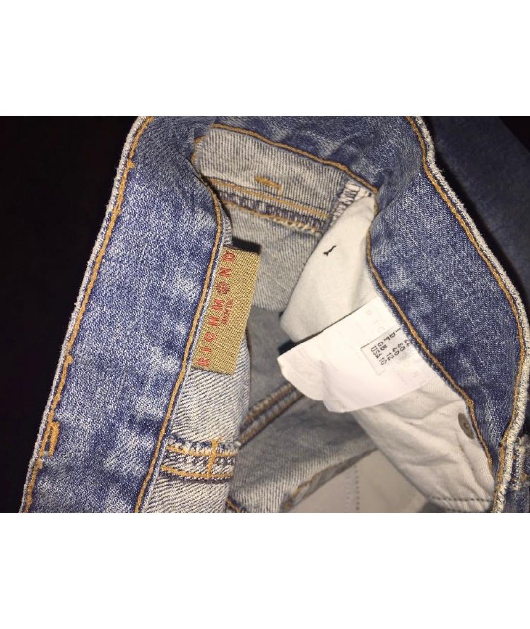 JOHN RICHMOND Синяя хлопковая юбка мини, фото 4