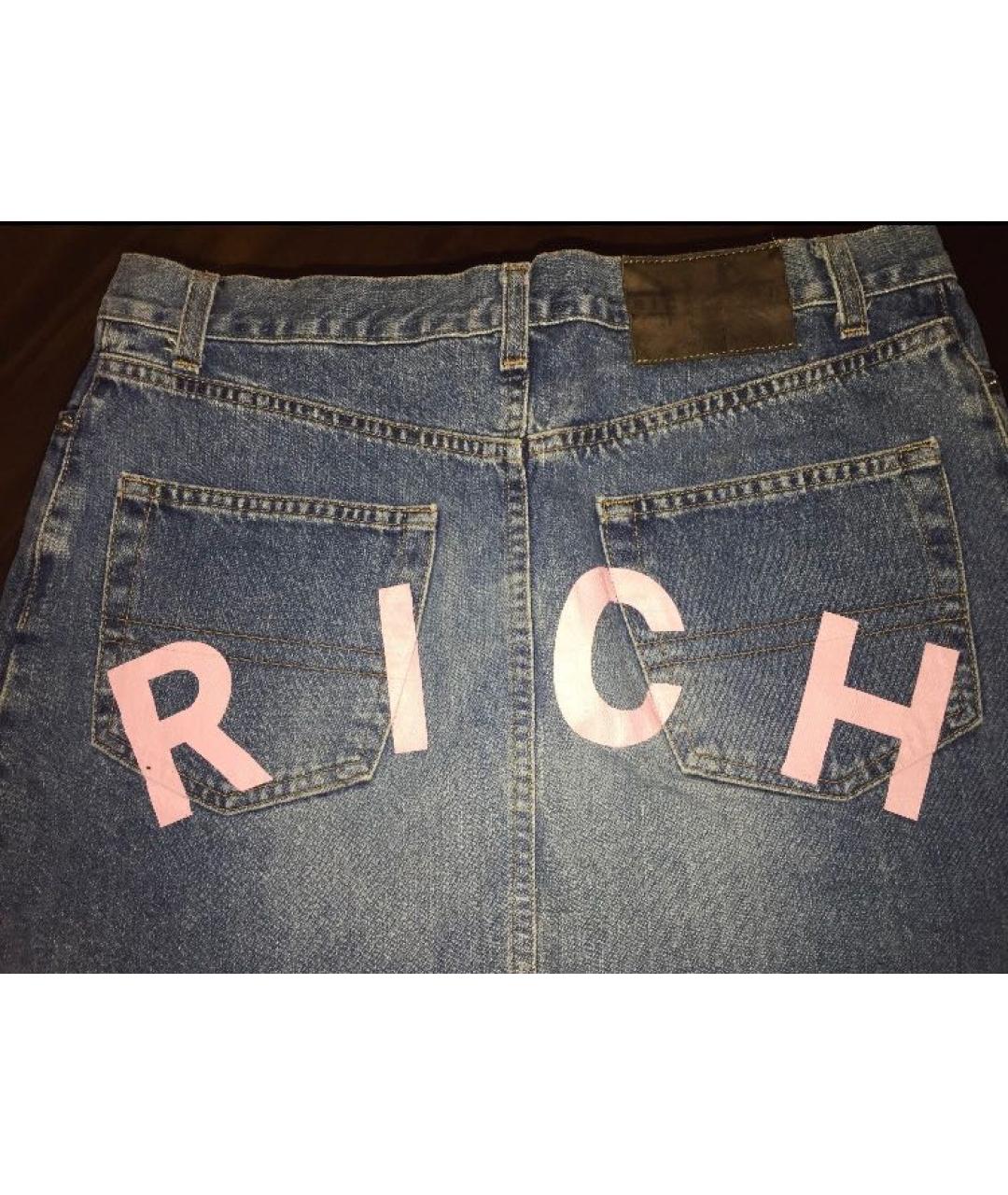 JOHN RICHMOND Синяя хлопковая юбка мини, фото 6