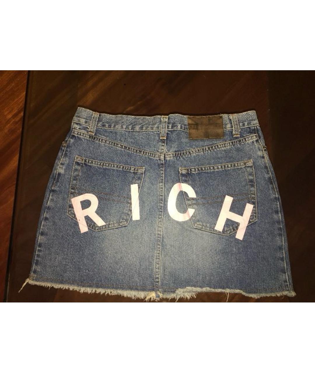 JOHN RICHMOND Синяя хлопковая юбка мини, фото 2