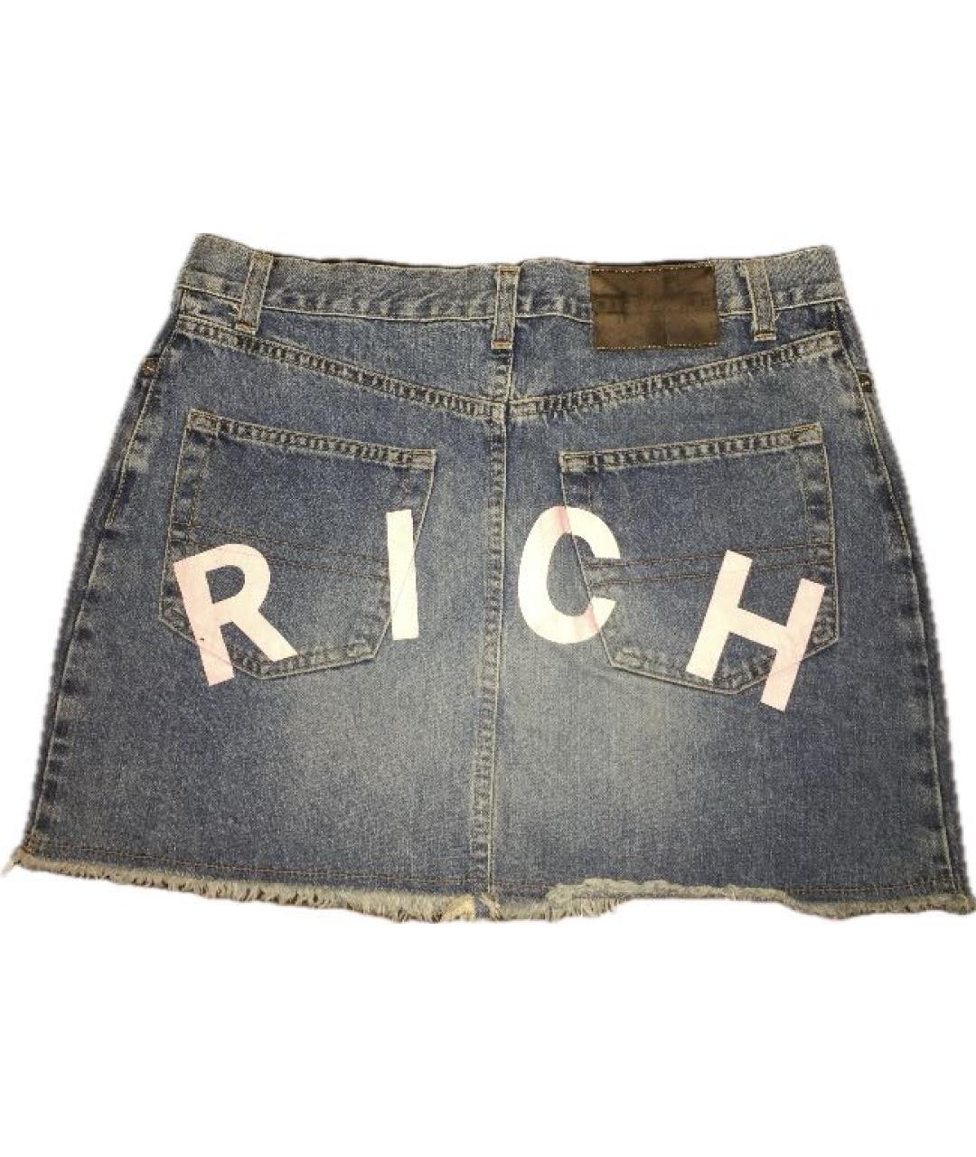 JOHN RICHMOND Синяя хлопковая юбка мини, фото 9