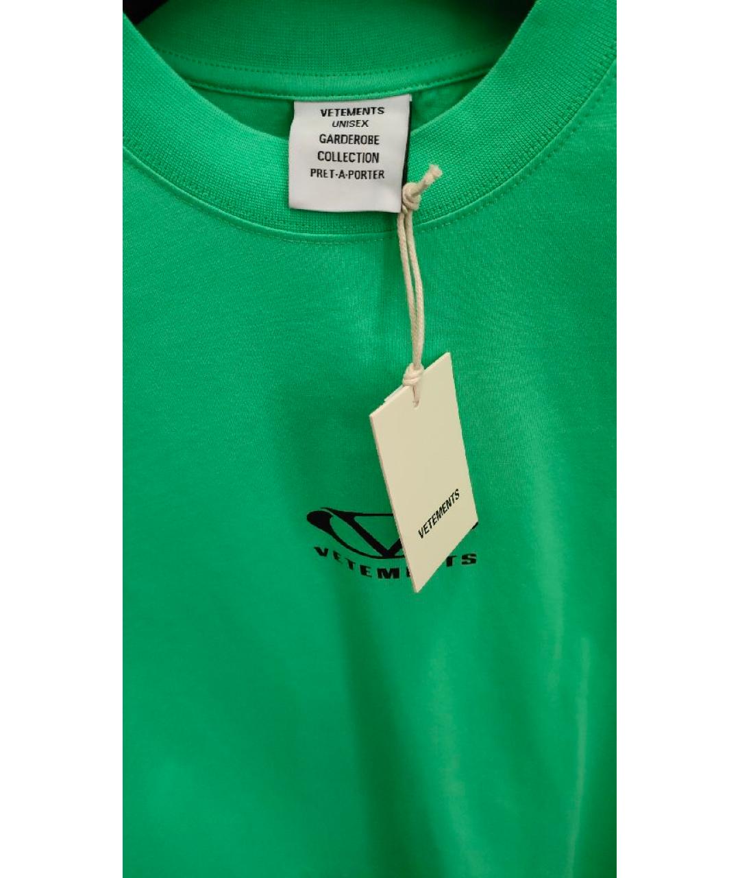 VETEMENTS Зеленая хлопковая футболка, фото 3