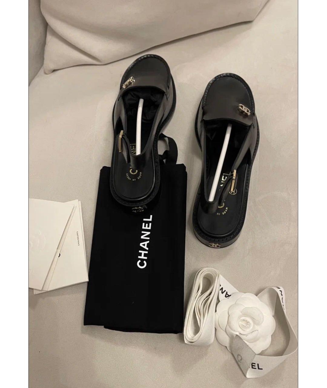 CHANEL Черные кожаные лоферы, фото 3
