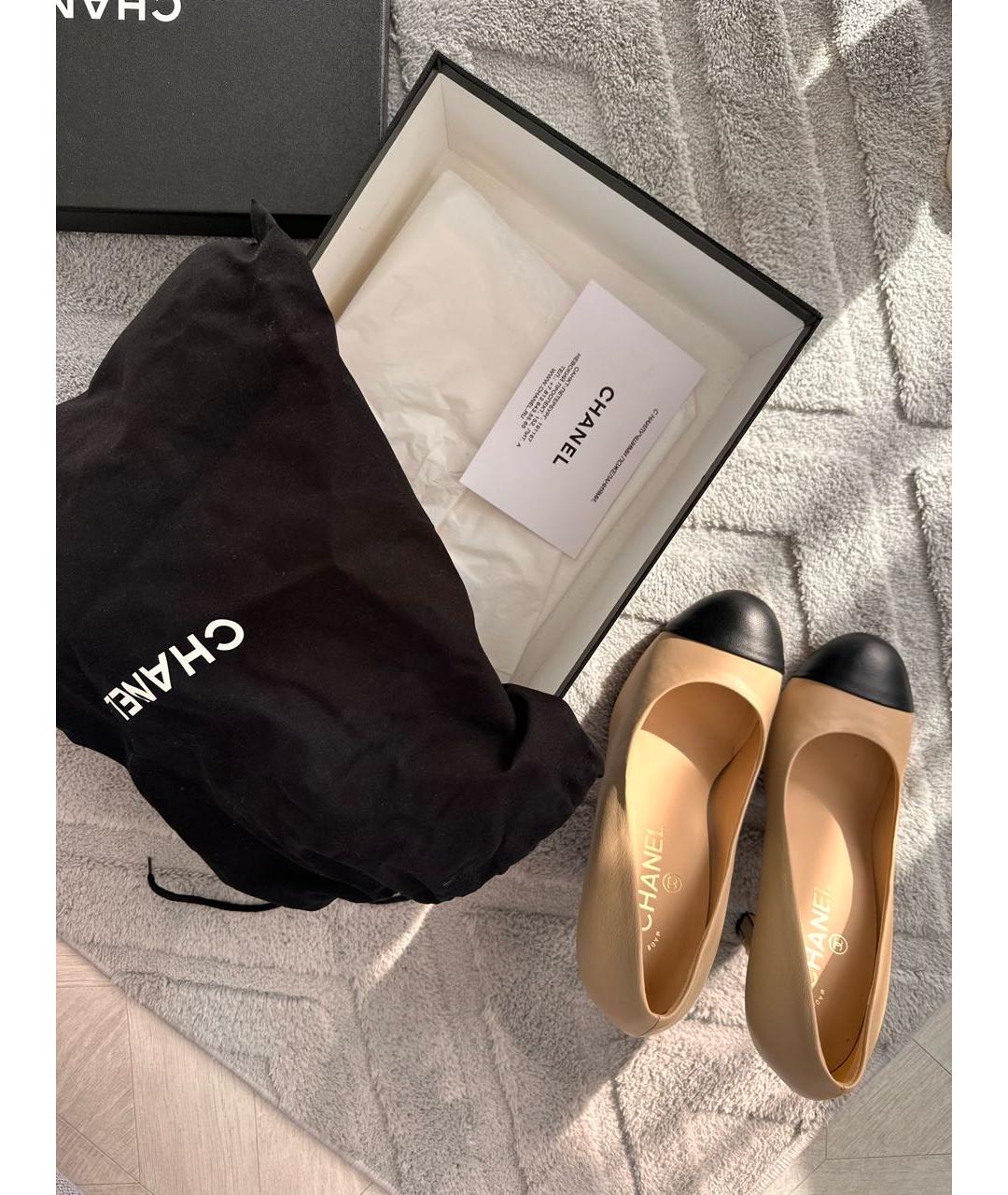 CHANEL Бежевые кожаные туфли, фото 4