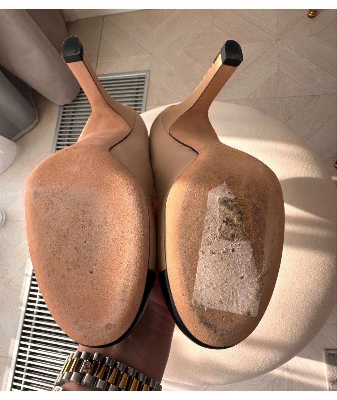 CHANEL Бежевые кожаные туфли, фото 5