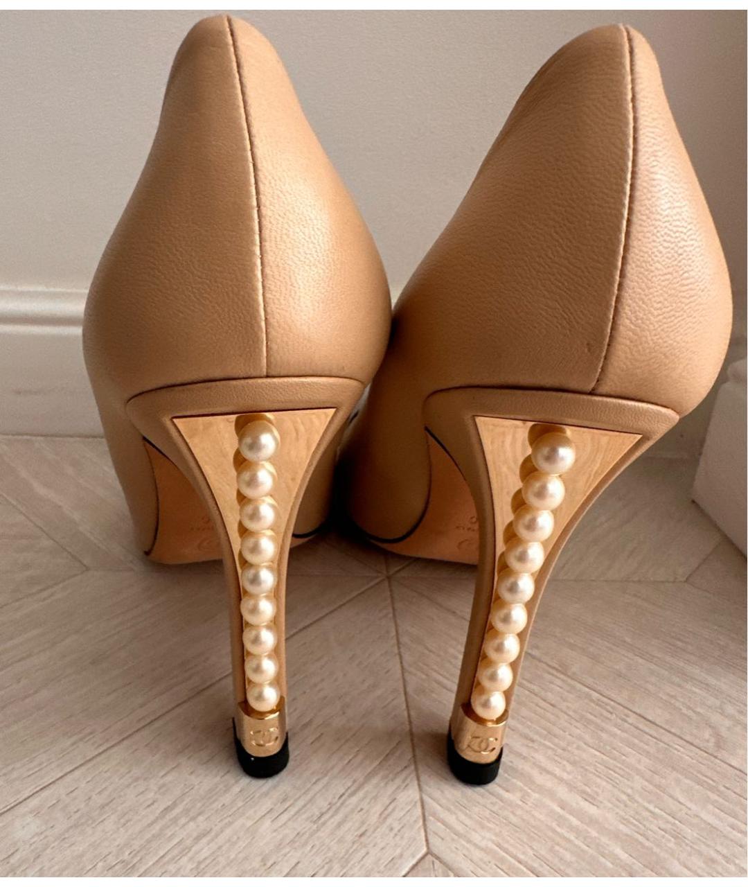 CHANEL Бежевые кожаные туфли, фото 3