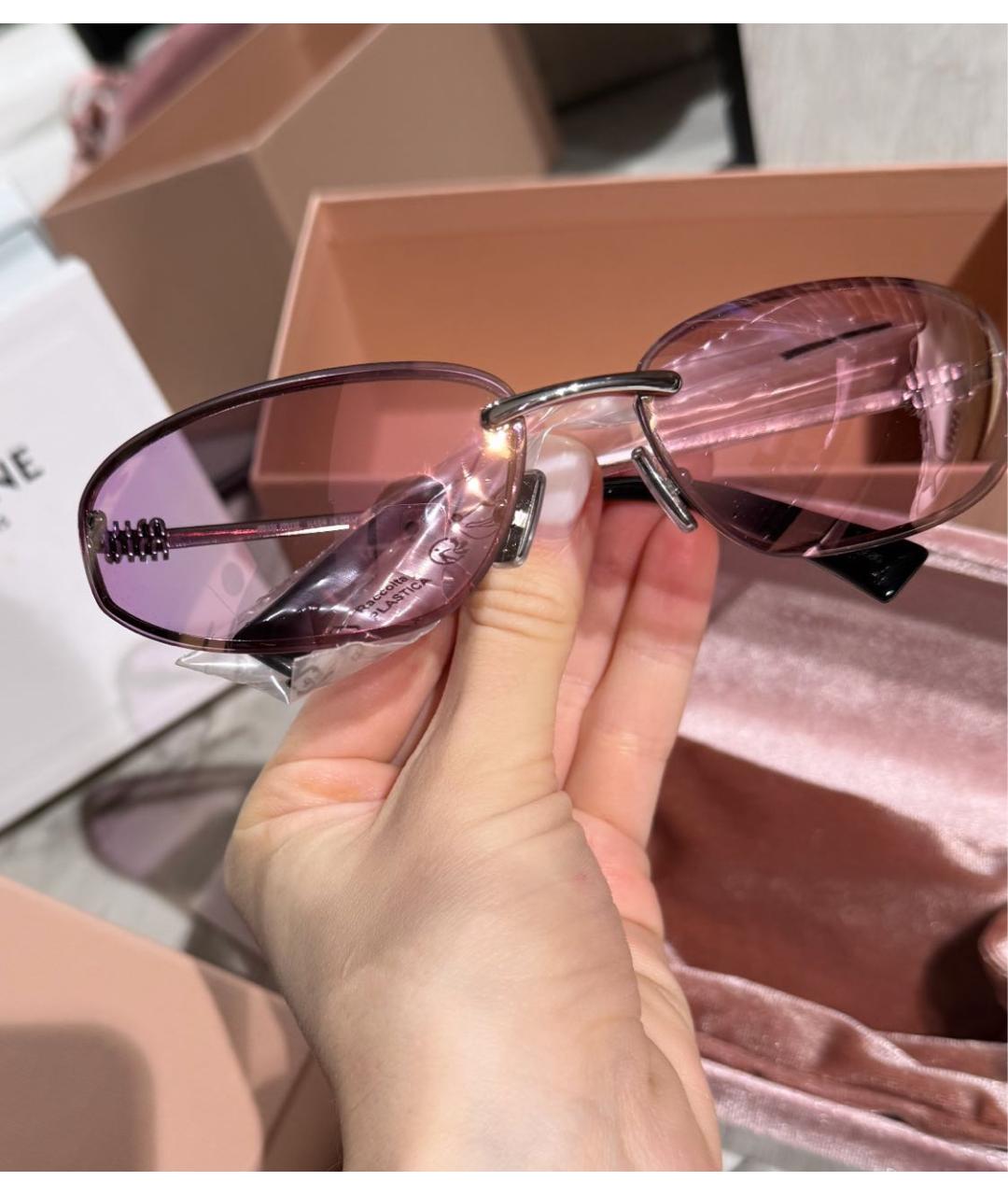 MIU MIU Серебряные металлические солнцезащитные очки, фото 6