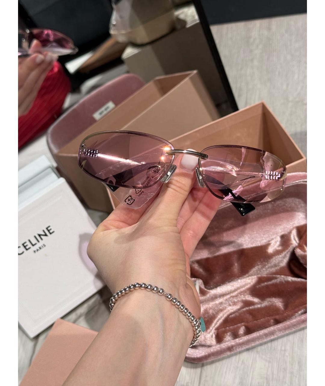 MIU MIU Серебряные металлические солнцезащитные очки, фото 4