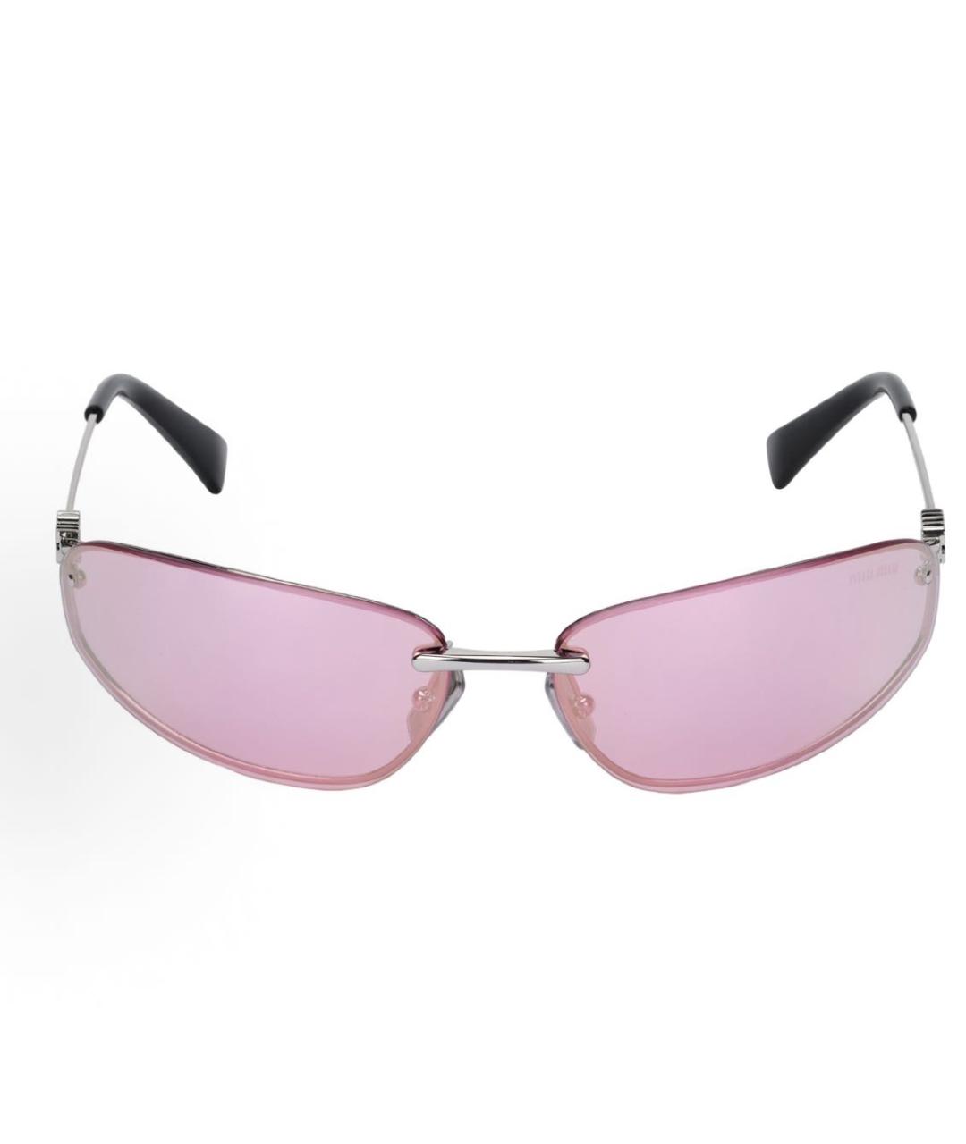 MIU MIU Серебряные металлические солнцезащитные очки, фото 2