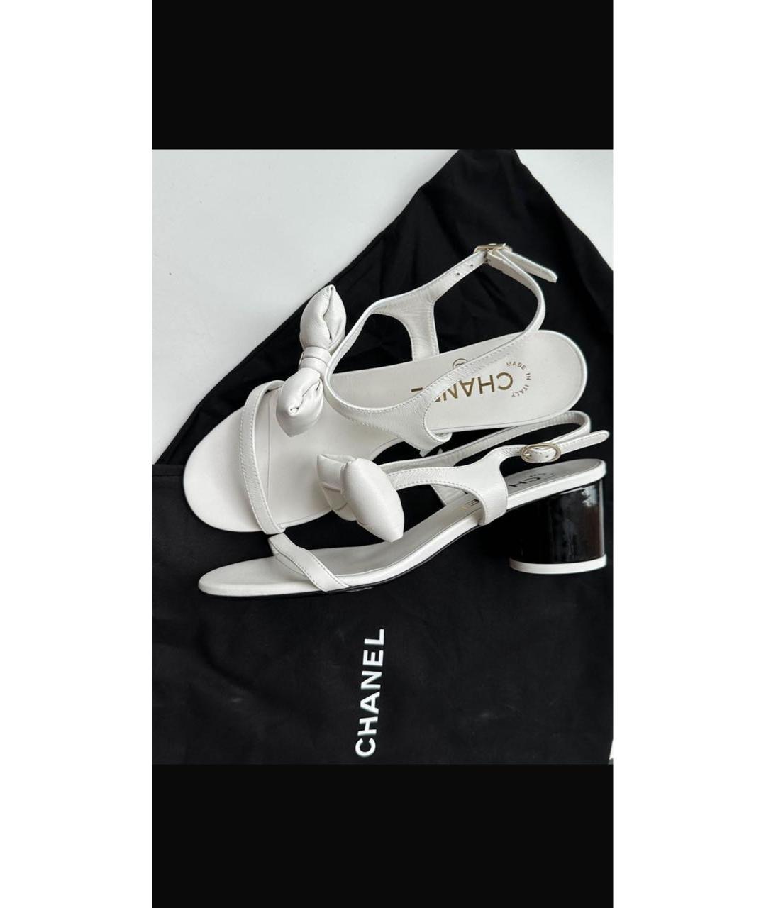 CHANEL Белые кожаные босоножки, фото 9