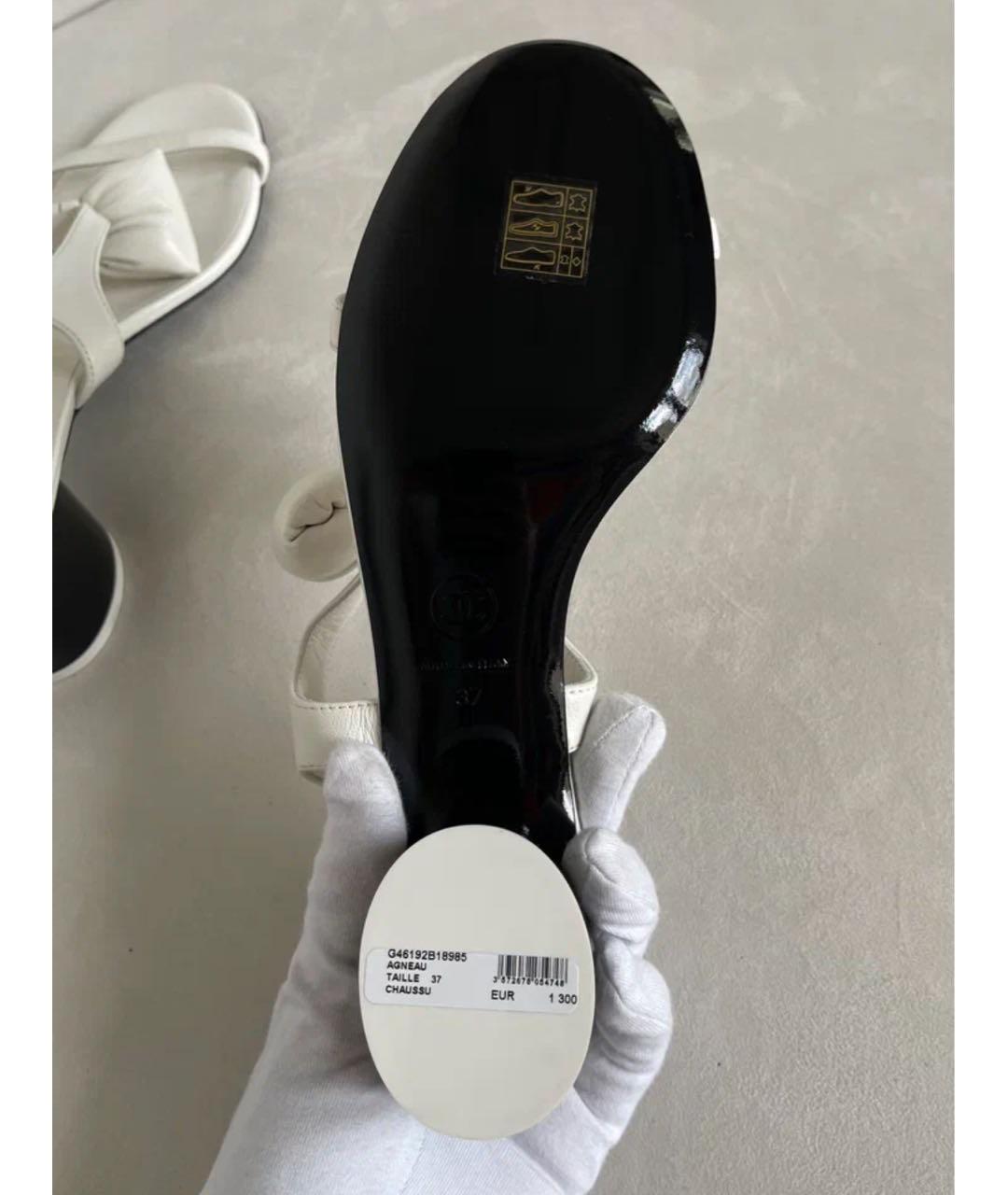 CHANEL Белые кожаные босоножки, фото 6