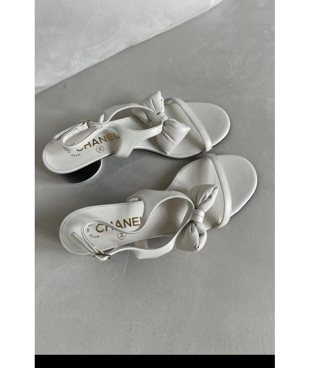 CHANEL Белые кожаные босоножки, фото 7