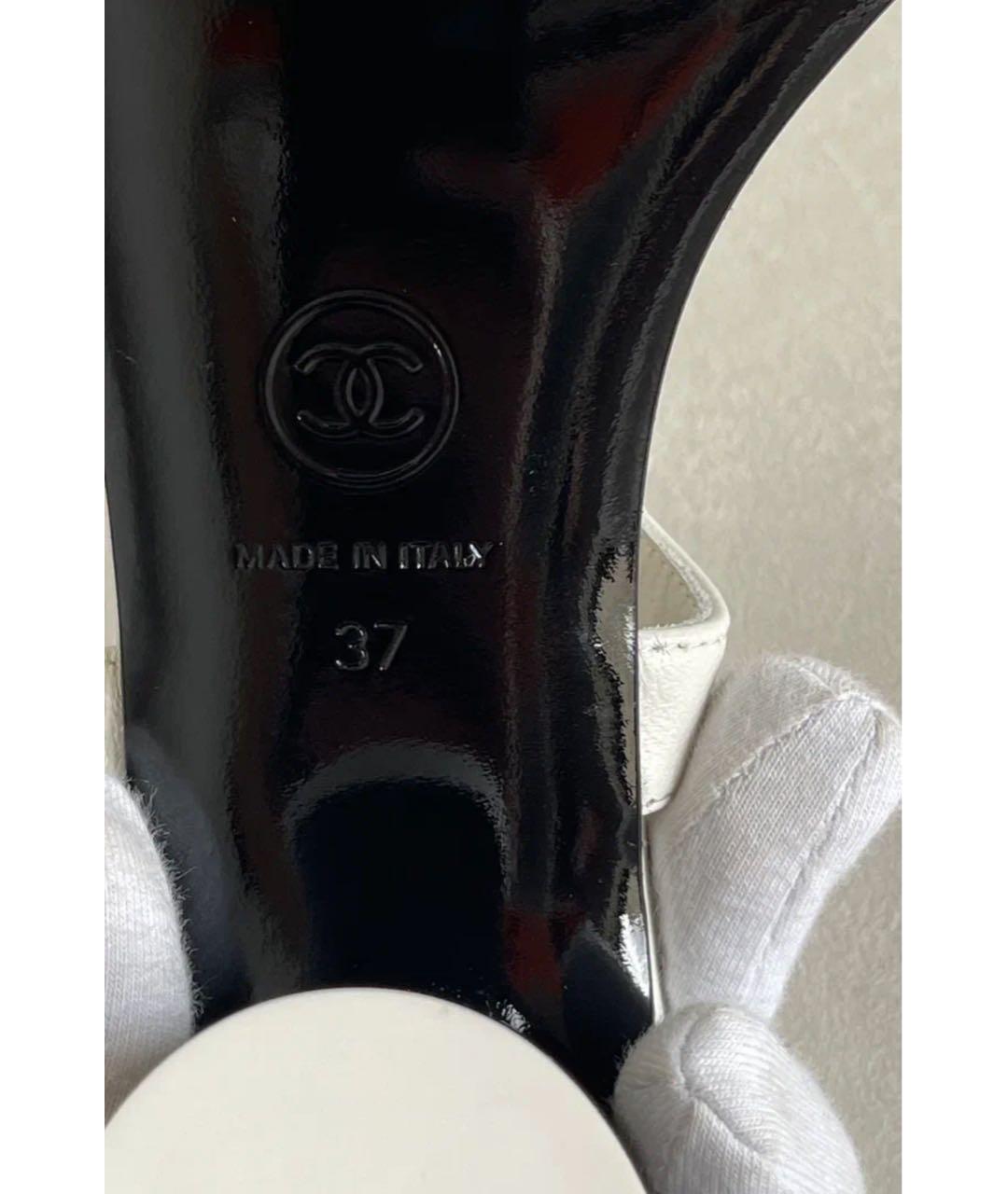 CHANEL Белые кожаные босоножки, фото 5