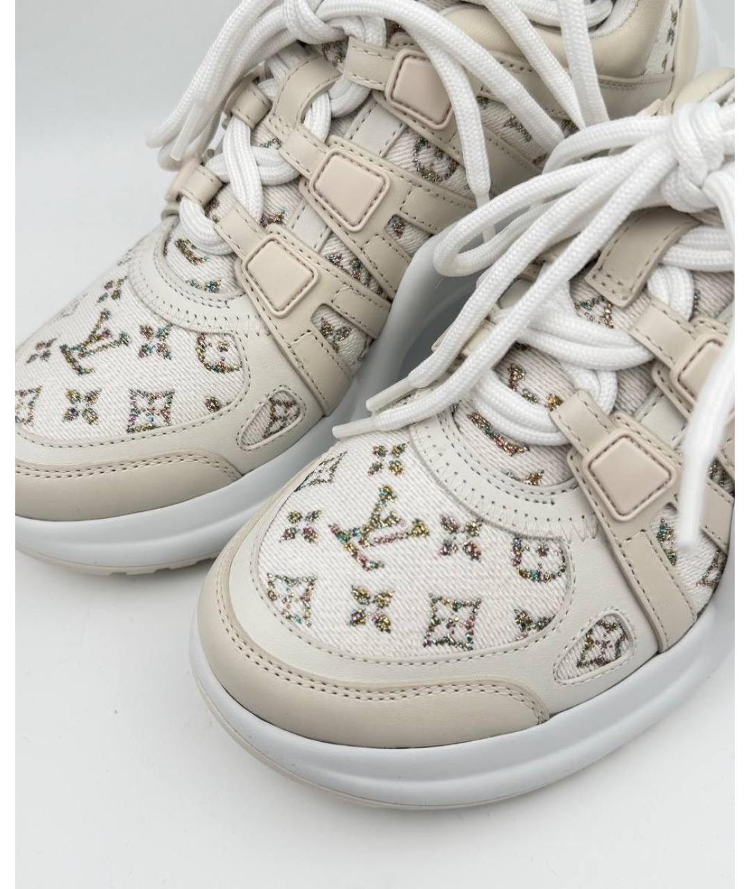 LOUIS VUITTON Бежевые текстильные кроссовки, фото 4