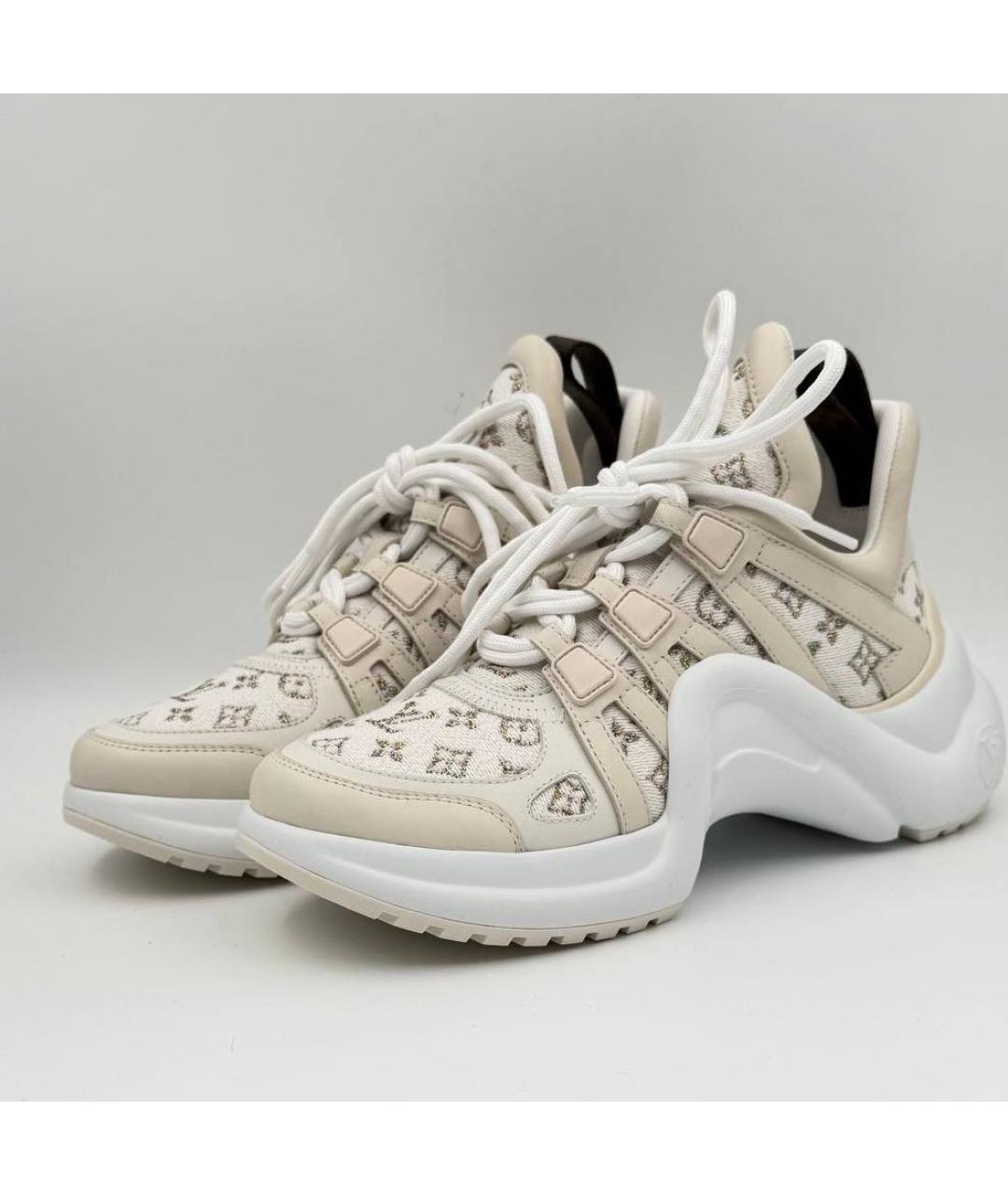LOUIS VUITTON Бежевые текстильные кроссовки, фото 3