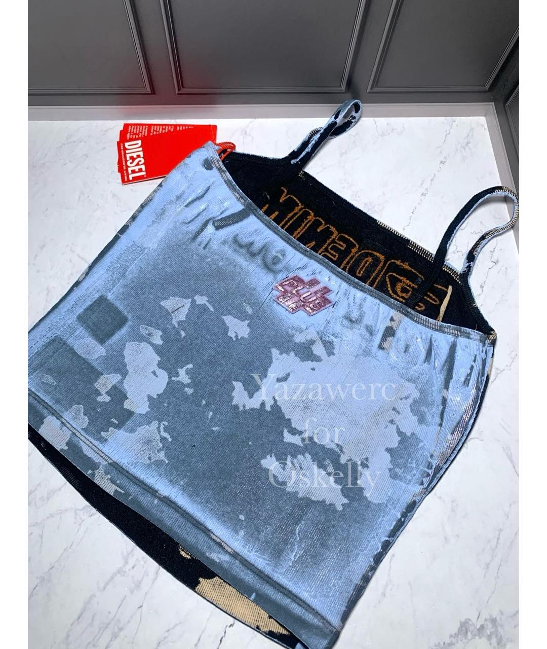 DIESEL Голубая хлопко-эластановая майка, фото 4