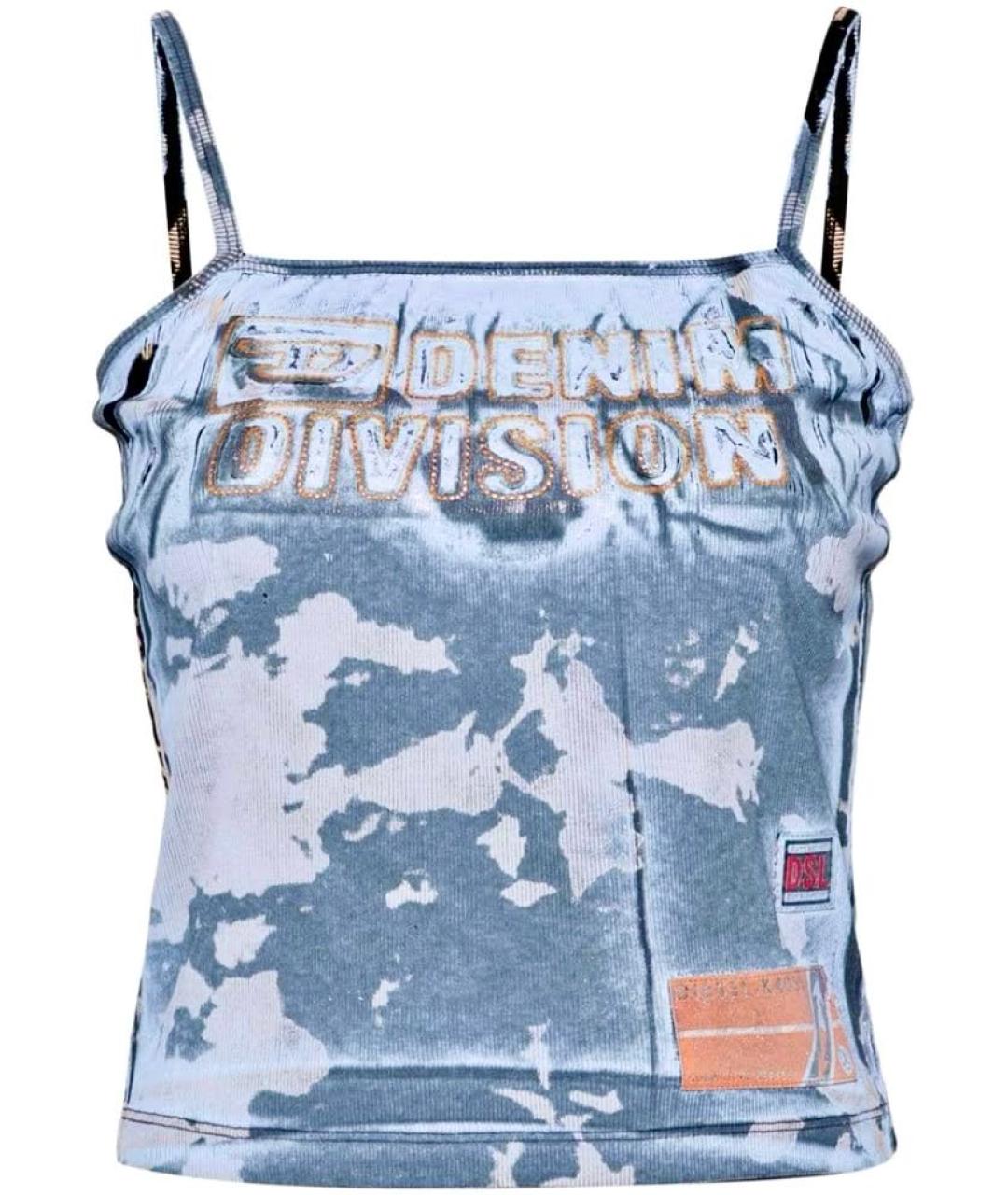DIESEL Голубая хлопко-эластановая майка, фото 9