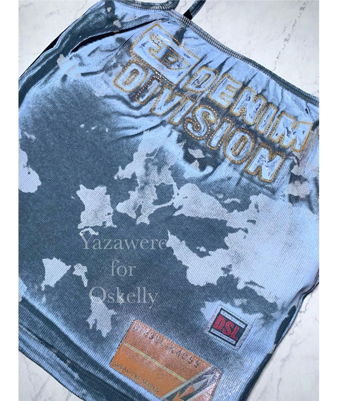 DIESEL Голубая хлопко-эластановая майка, фото 5