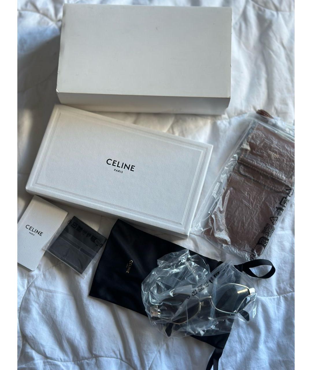 CELINE Серебряные металлические солнцезащитные очки, фото 2