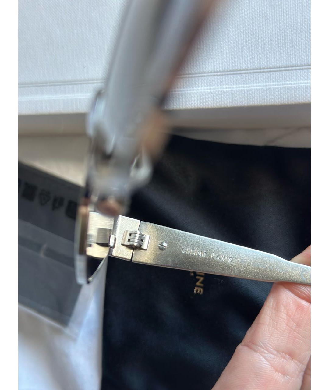 CELINE Серебряные металлические солнцезащитные очки, фото 3