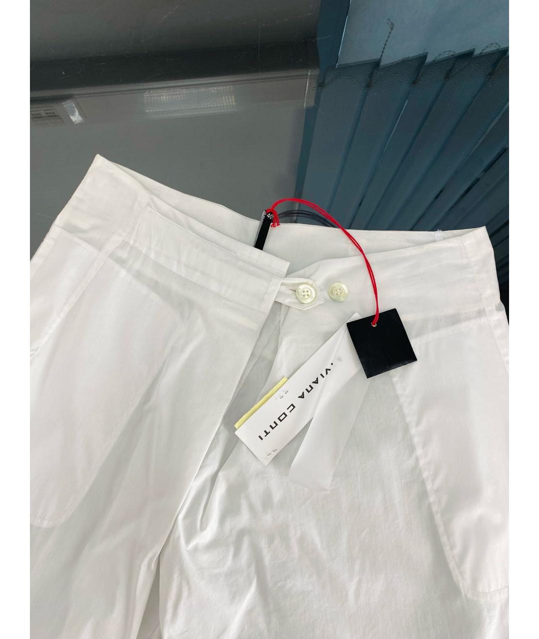 LIVIANA CONTI Белые хлопковые прямые брюки, фото 3