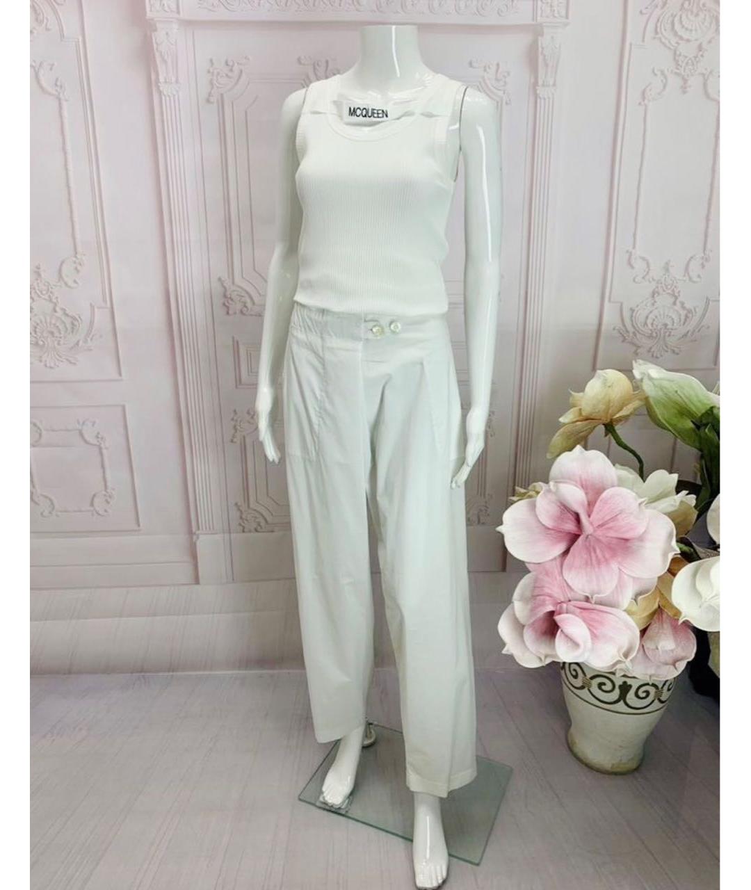 LIVIANA CONTI Белые хлопковые прямые брюки, фото 5