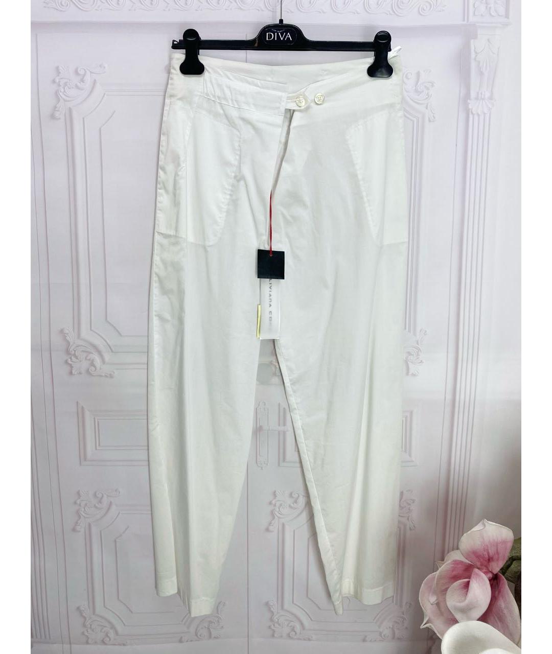 LIVIANA CONTI Белые хлопковые прямые брюки, фото 8