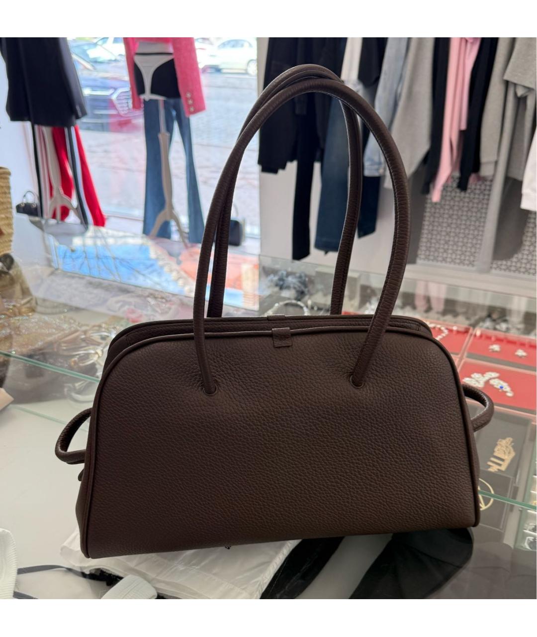 JACQUEMUS Коричневая кожаная сумка тоут, фото 3