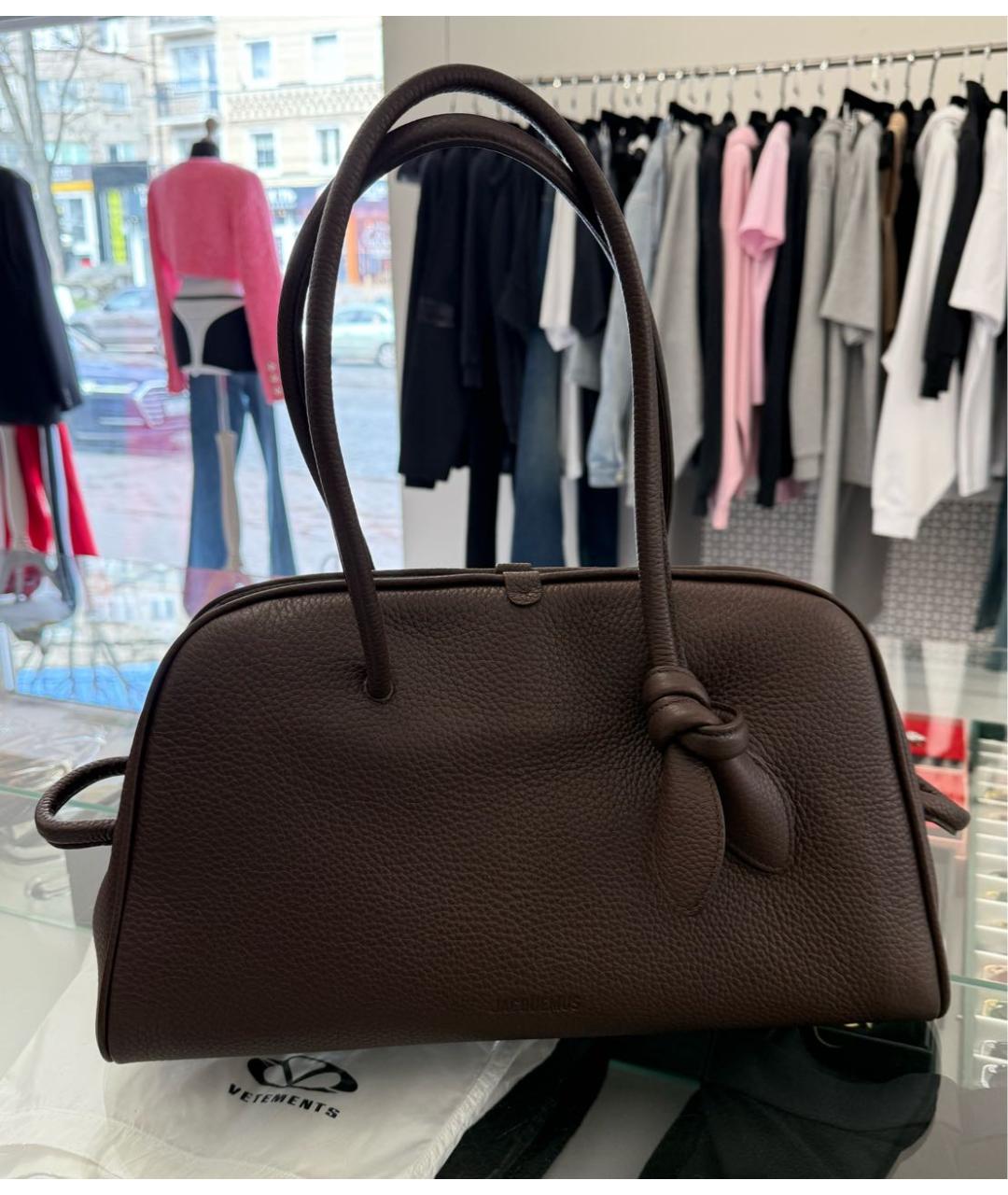 JACQUEMUS Коричневая кожаная сумка тоут, фото 7