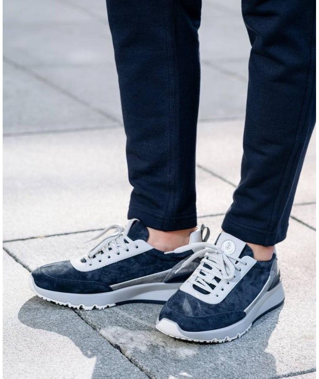 BRUNELLO CUCINELLI Синие замшевые низкие кроссовки / кеды, фото 4