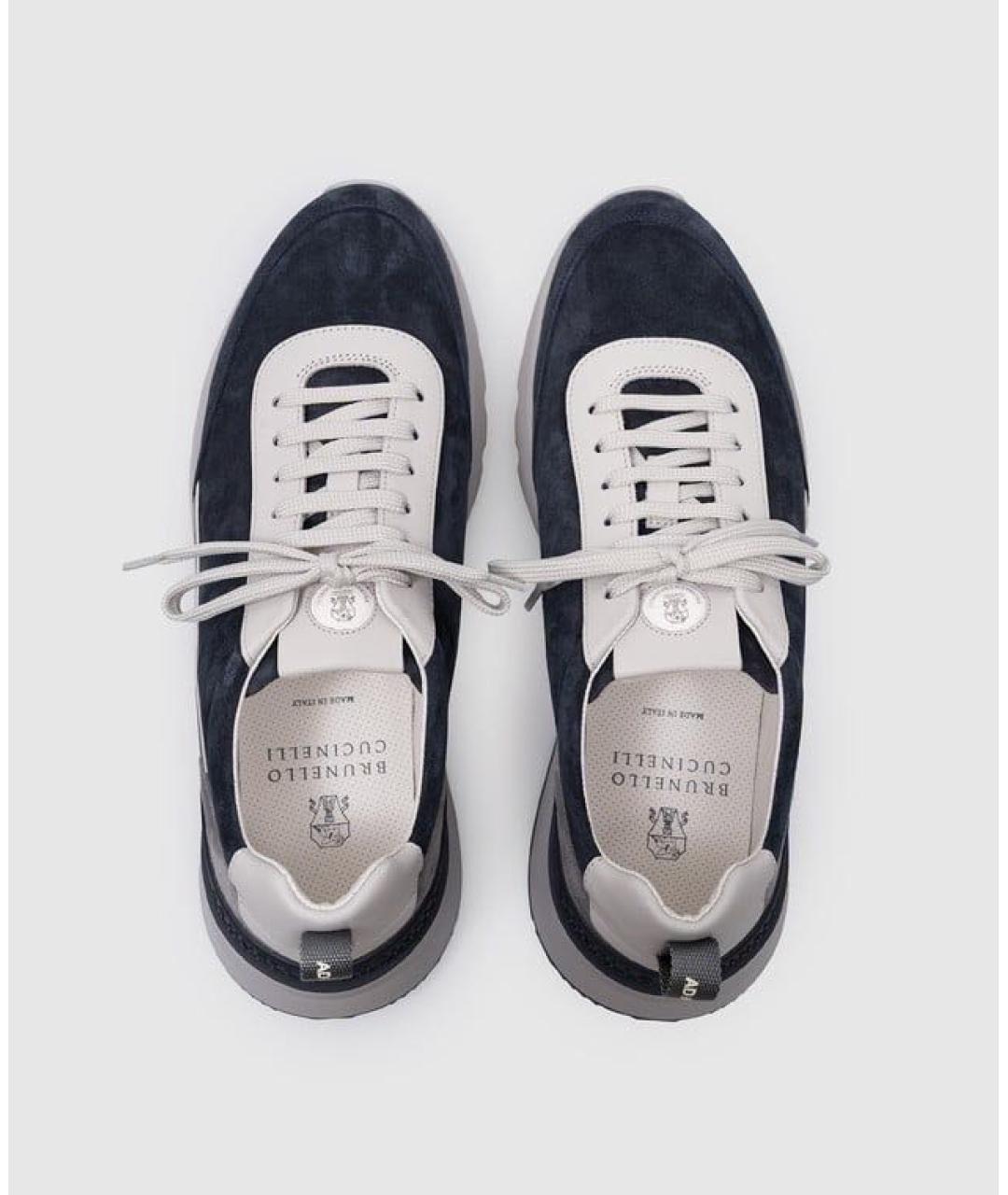BRUNELLO CUCINELLI Синие замшевые низкие кроссовки / кеды, фото 5