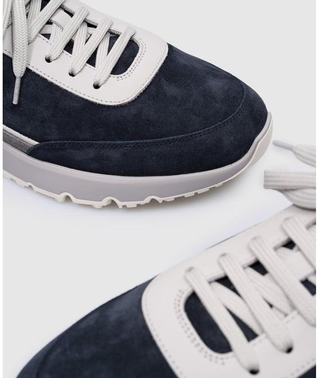 BRUNELLO CUCINELLI Синие замшевые низкие кроссовки / кеды, фото 6