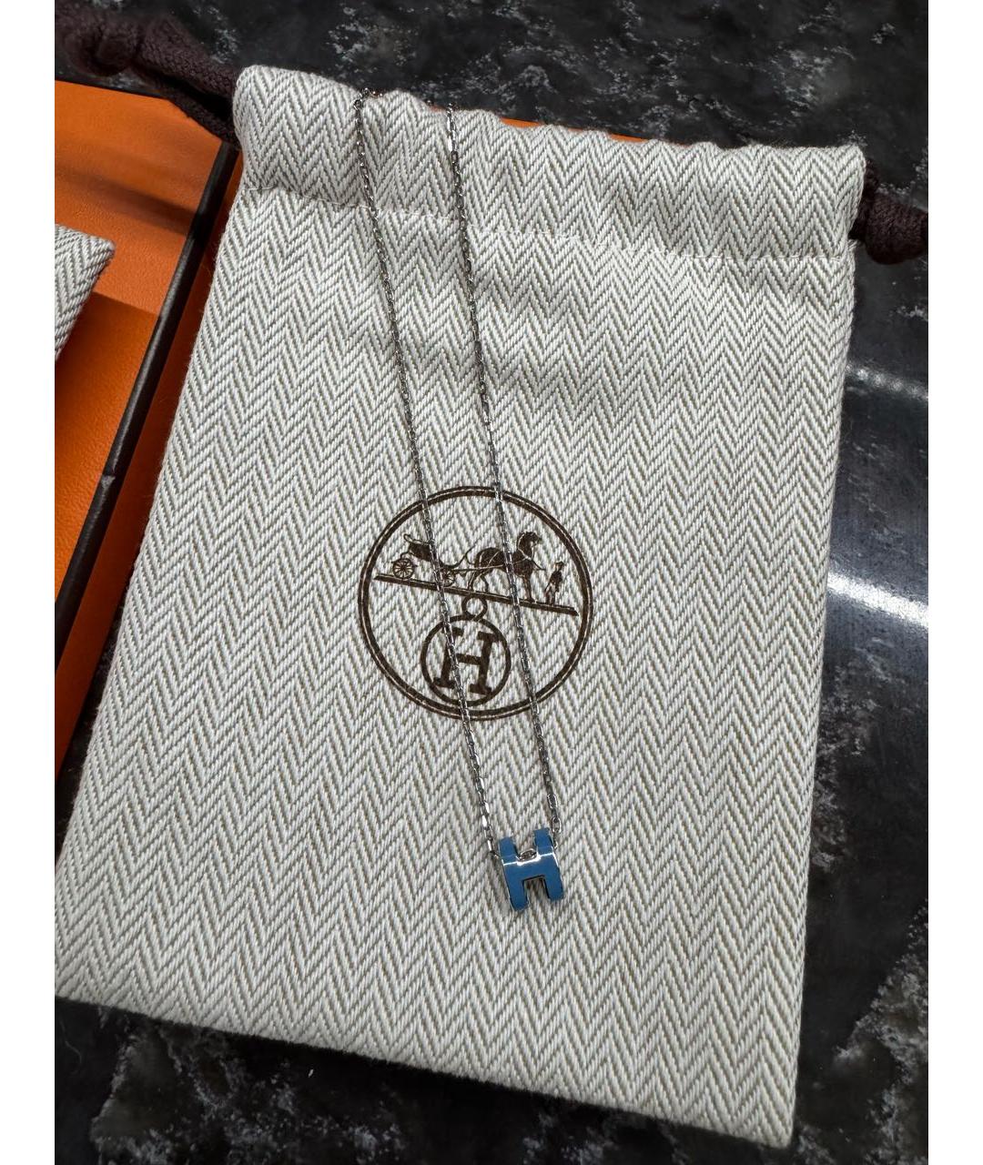 HERMES Голубая металлическая подвеска, фото 4