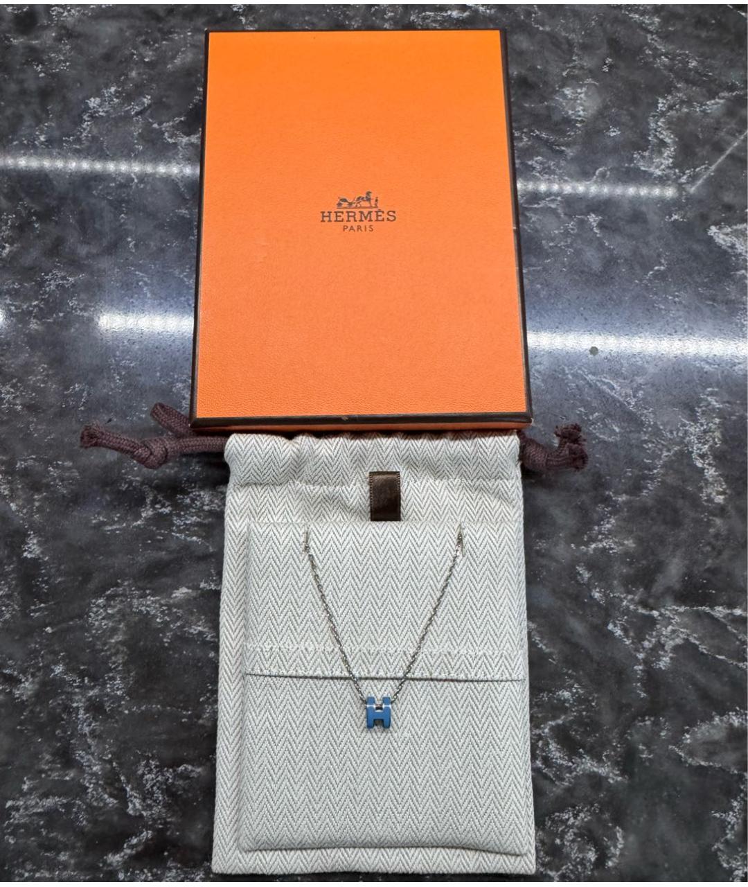 HERMES Голубая металлическая подвеска, фото 7