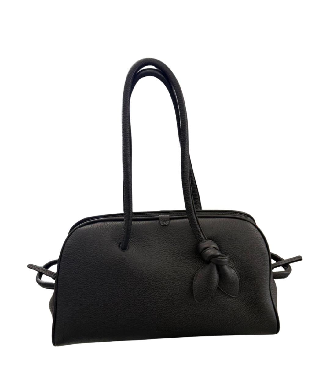 JACQUEMUS Черная кожаная сумка тоут, фото 1