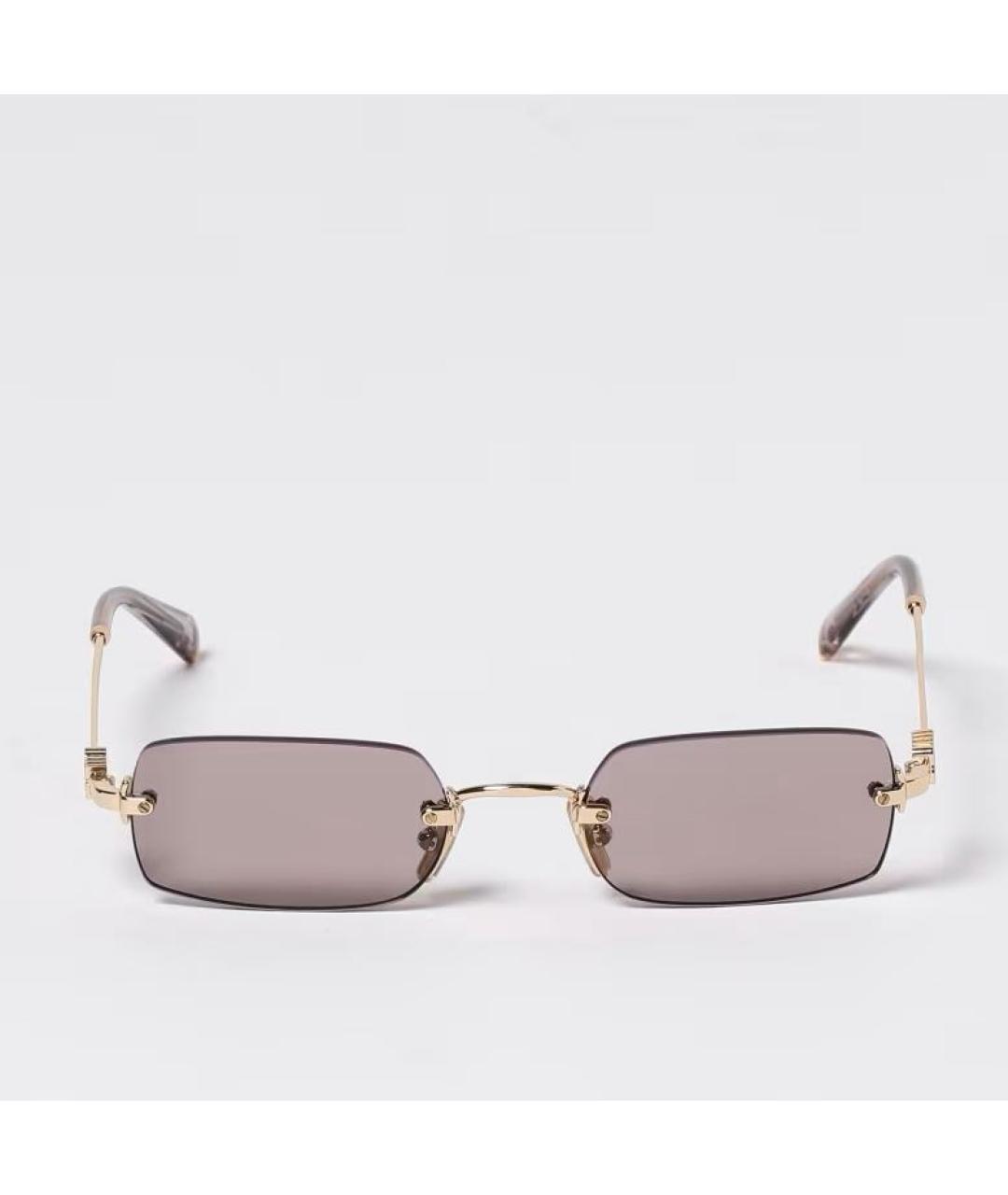 MIU MIU Золотые металлические солнцезащитные очки, фото 6