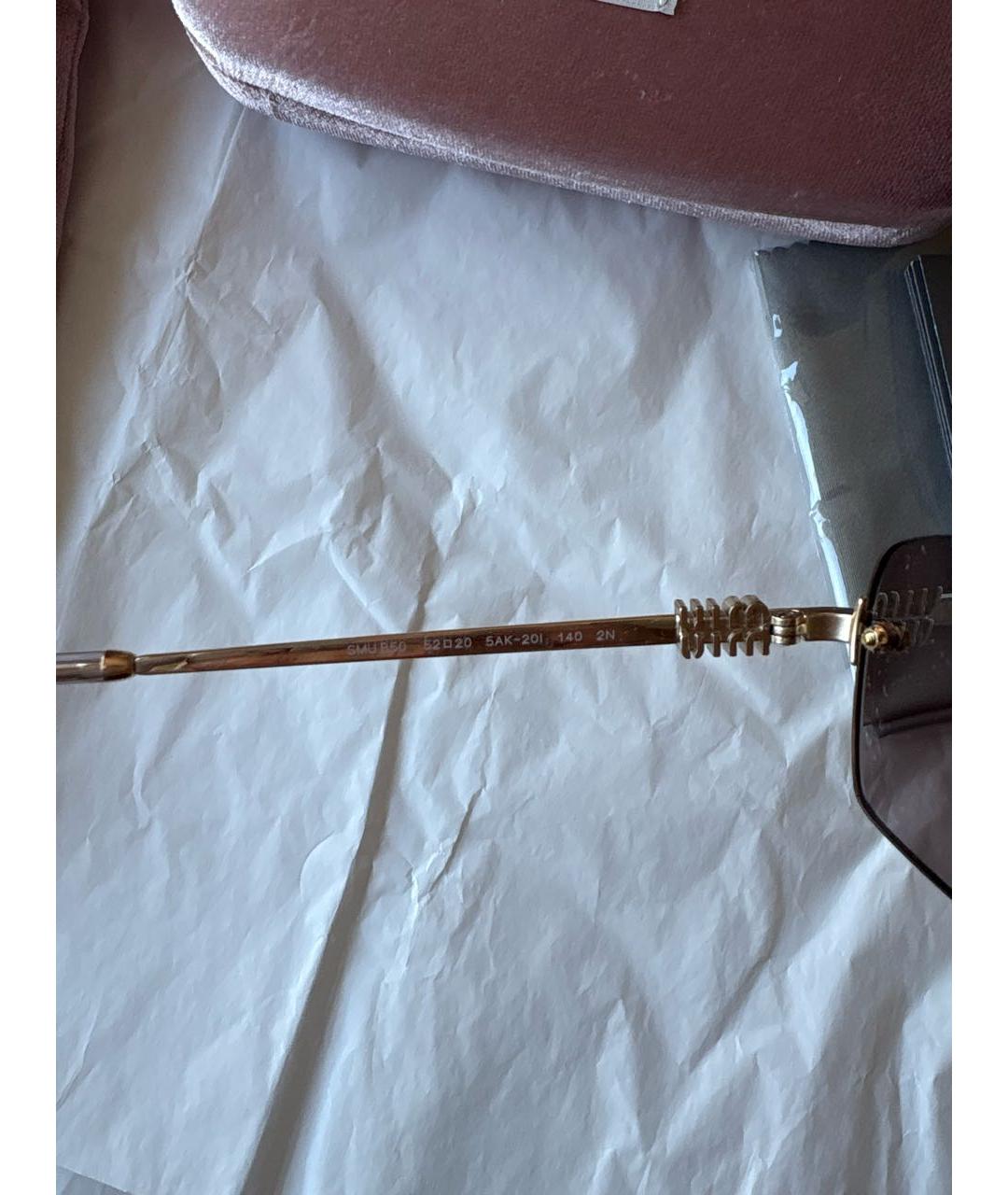 MIU MIU Золотые металлические солнцезащитные очки, фото 4