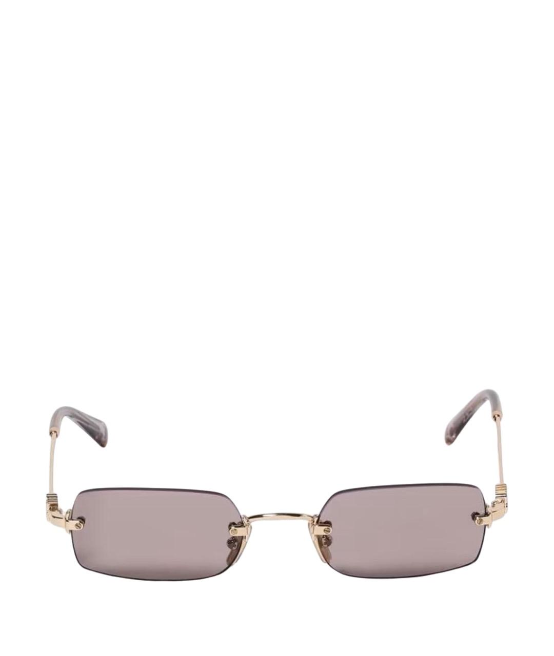 MIU MIU Золотые металлические солнцезащитные очки, фото 1