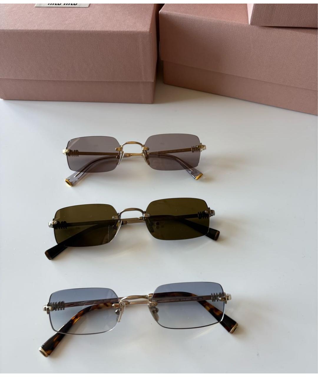 MIU MIU Золотые металлические солнцезащитные очки, фото 7