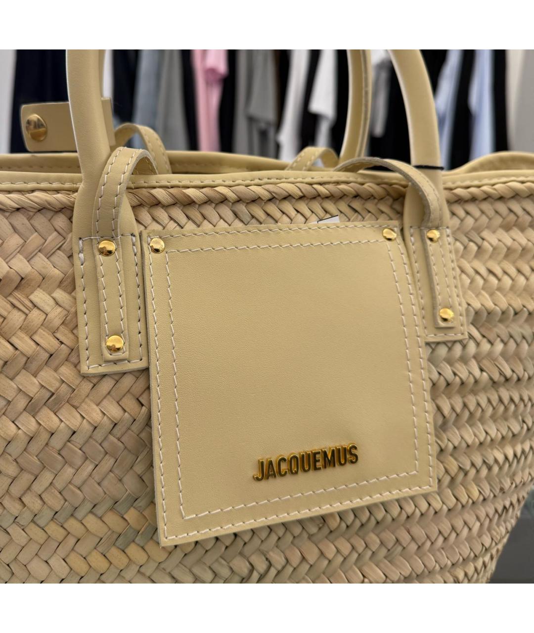 JACQUEMUS Бежевая пелетеная пляжная сумка, фото 2