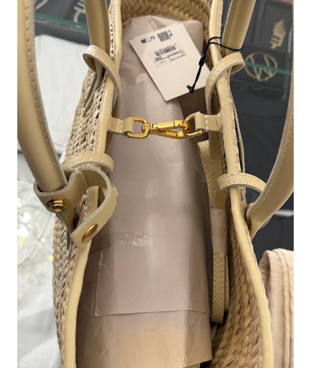 JACQUEMUS Бежевая пелетеная пляжная сумка, фото 4