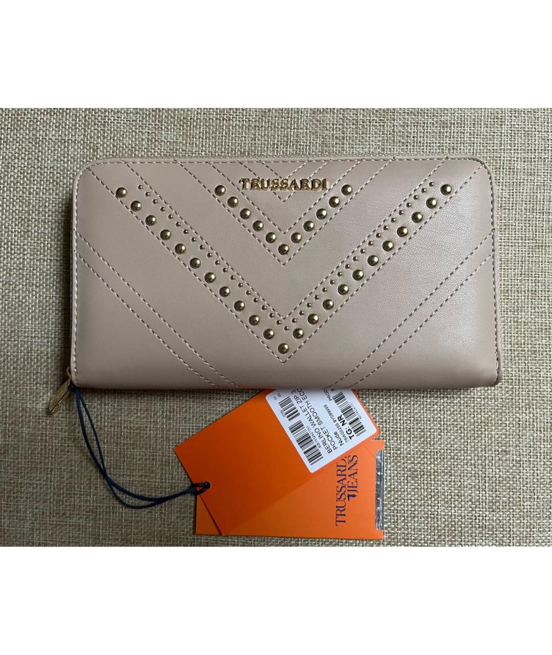 TRUSSARDI JEANS Бежевый кошелек из искусственной кожи, фото 9