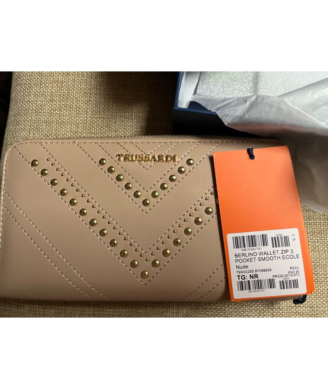 TRUSSARDI JEANS Бежевый кошелек из искусственной кожи, фото 5