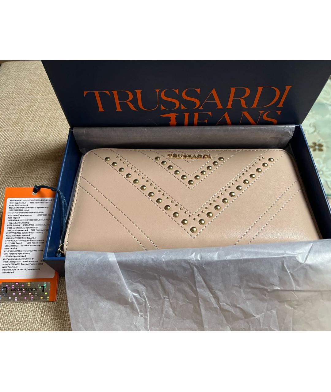 TRUSSARDI JEANS Бежевый кошелек из искусственной кожи, фото 2