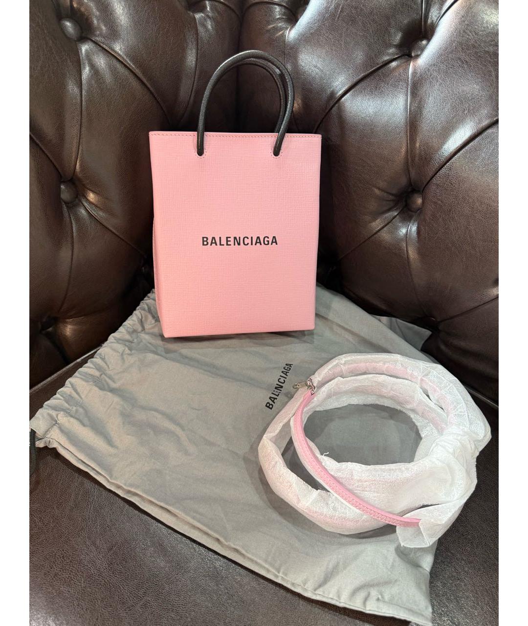 BALENCIAGA Розовая кожаная сумка с короткими ручками, фото 7