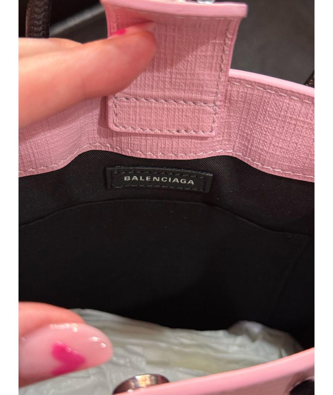 BALENCIAGA Розовая кожаная сумка с короткими ручками, фото 6