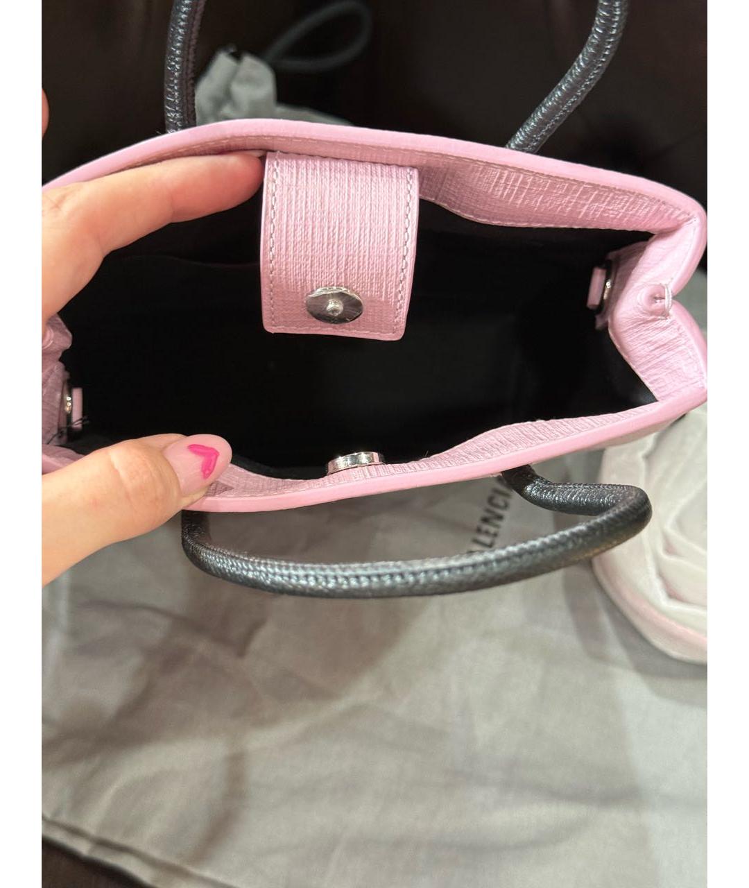 BALENCIAGA Розовая кожаная сумка с короткими ручками, фото 4