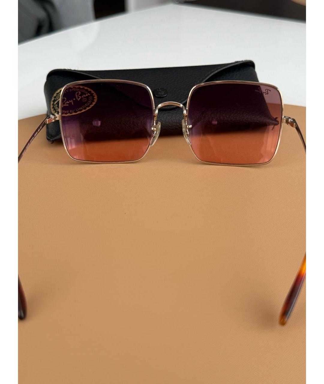 RAY BAN Золотые металлические солнцезащитные очки, фото 7