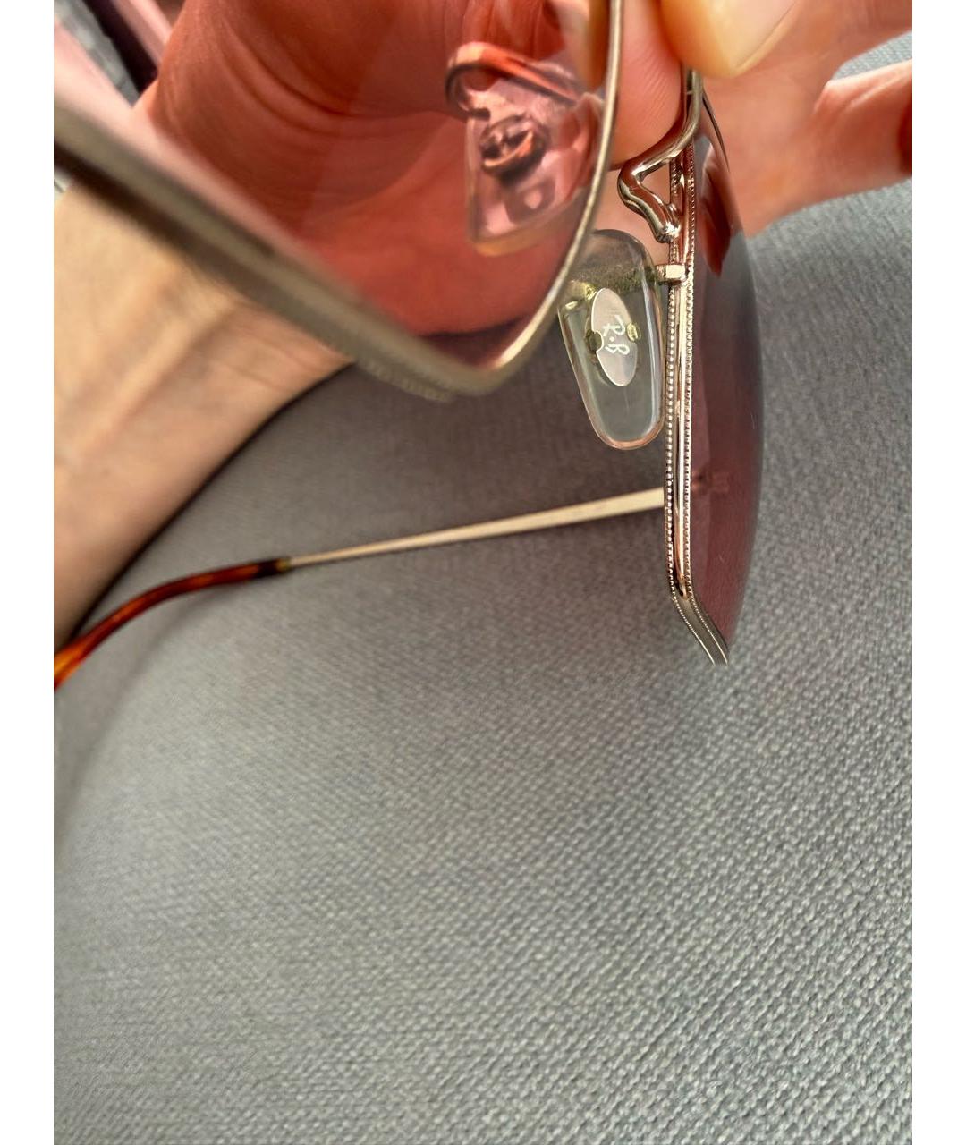 RAY BAN Золотые металлические солнцезащитные очки, фото 4