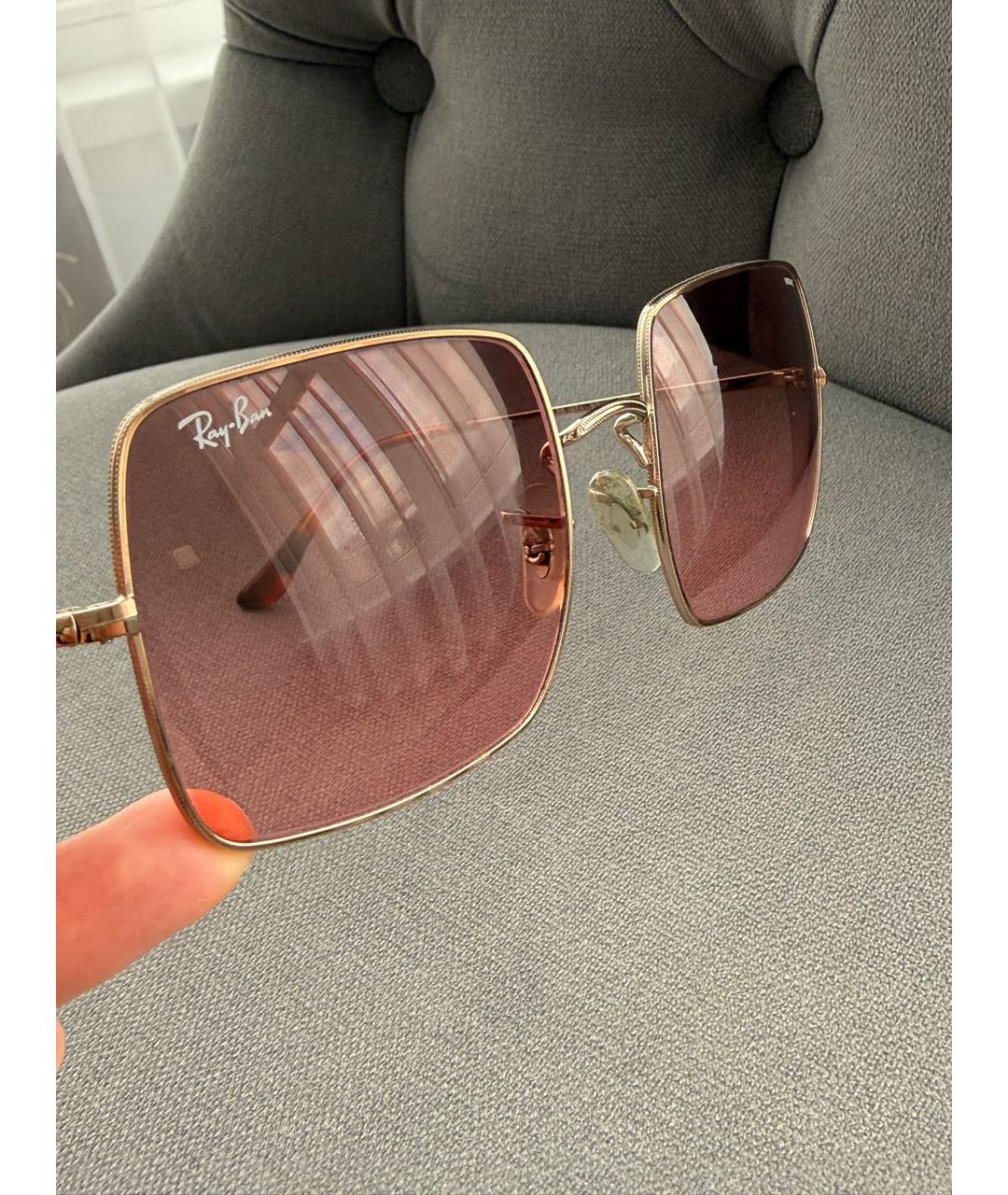 RAY BAN Золотые металлические солнцезащитные очки, фото 5