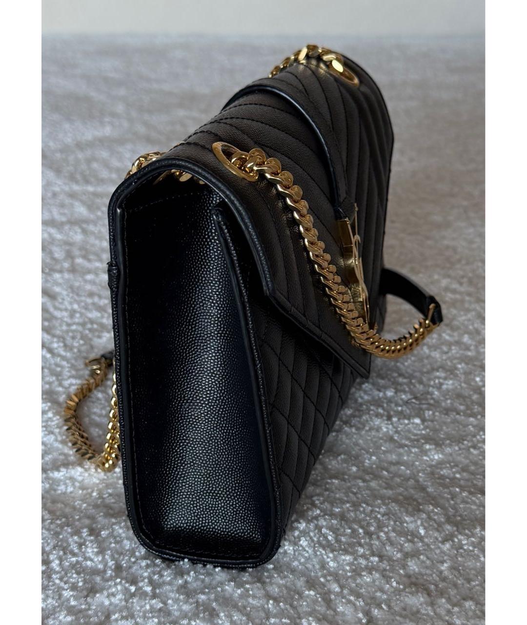 SAINT LAURENT Черная кожаная сумка через плечо, фото 2